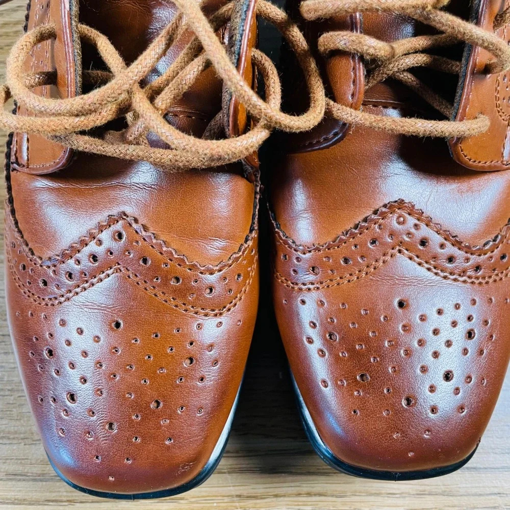 Deer Stags ACE Brown Leather Oxford Shoes‎ Boys 13M Dress Wingtip Brogue
